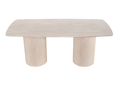 Beiger Abgerundeter Esstisch Holztisch Esszimmer Designer Möbel