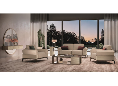 Modernes Wohnzimmer Set 5 tlg (Sofagarnitur 3+1+1+Konsole mit Spiegel)