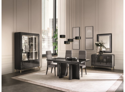 Praktisches Esszimmer Set 7 tlg (Esstisch+3x Stühle+Vitrine+Konsole+Spiegel)