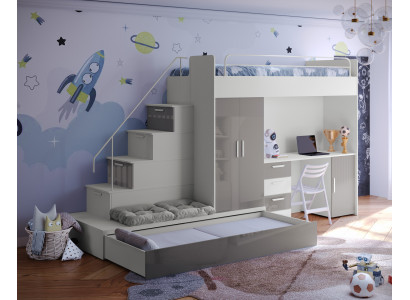 Hochbett aus Holz – Praktische Lösung für das Kinderzimmer oder Studio.