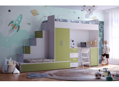 Hochbett aus Holz – Ideal für Kinderzimmer und Platzoptimierung.