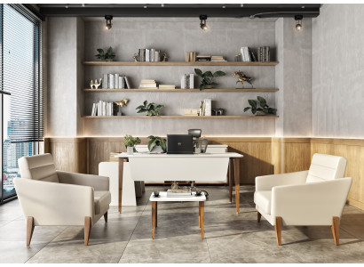 Moderne Chefbüro Möbel Beiger Holztisch Stilvoller Beistelltisch