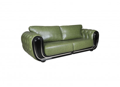 Grünes Designer Chesterfield Ledersofa Wohnzimmer Kunstleder Couch