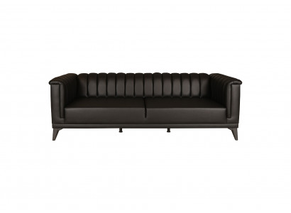 Schwarze Kunstleder 3-Sitzer Couch Wohnzimmer Luxus Sofas Sitzmöbel