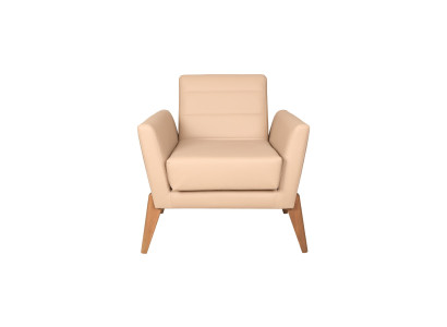 Designer Beiger Sessel Kunstleder Einsitzer Wohnzimmer Ledermöbel