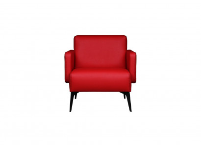 Stilvoller Roter Sessel Wohnzimmer Ledersessel Kunstleder Möbel