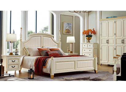 Komplettes Schlafzimmermöbel Bett Design Kleiderschrank Kommode Set 5tlg