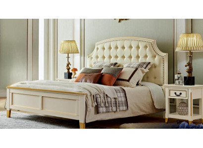 Weißes Holz Schlafzimmer Set Komfort Bett + 2x Nachttische Komplett Möbel