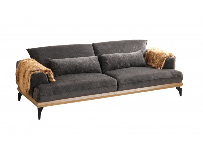 Stilvoller Grauer 3-Sitzer Wohnzimmer Polstersofa Designer Möbel