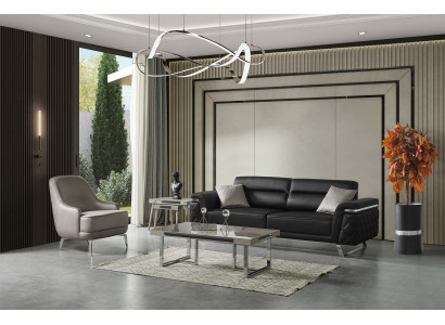 Edles Möbel-Set Sitzcouch 3-Sitzer Sessel Couchtisch Beistelltisch
