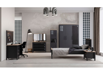 Graue Schlafzimmer Möbel Designer Bett Holz Kleiderschrank Regal