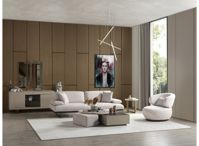 Textil Wohnzimmer Set Sofa 3 Sitzer Sessel Beistelltisch Couchtisch Sofagarnitur