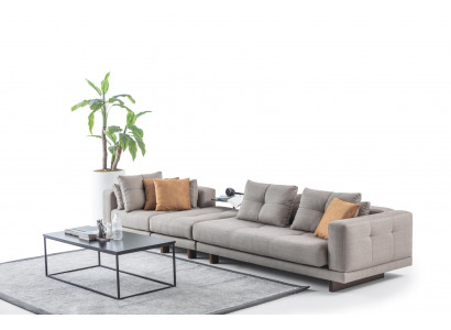 Moderne Wohnzimmer Garnitur Beiger Dreisitzer Edler Couchtisch