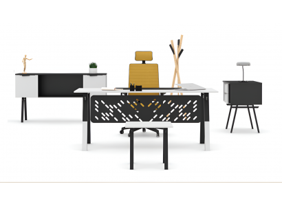 Moderne Bürogarnitur Designer TIsch Sideboard Holz Beistelltische
