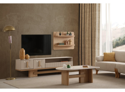 Designer TV-Konsole Luxuriöser Couchtisch Wohnzimmer Set 2tlg.
