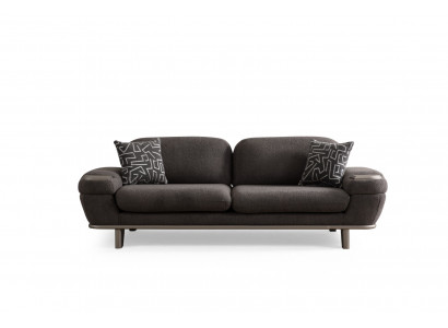 Brauner Dreisitzer Wohnzimmer Polstersofa Designer Textilcouch