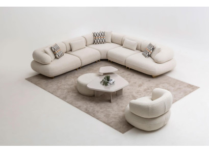 Exklusive Sofagarnitur Designer Eksofa Sessel Beistelltisch Hocker