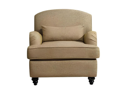 Bequemer Sessel in warmem Beige mit stilvollen Holzbeinen