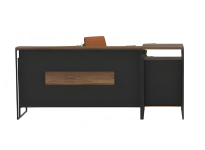 Schwarze Empfangstheke Designer Holztisch Rollcontainer Büro-Set