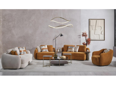 Moderne Sofagarnitur mit 2 Sofas und 1 Sessel in warmen Tönen Hochwertig Möbel