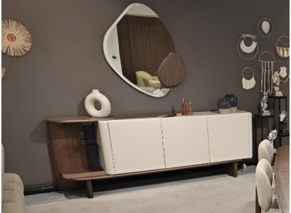 Weiß Sideboard mit Spiegel Holz Elegante Möbel