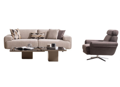 Modernes elegantes Möbelset mit Sofa Sessel und stilvollem Couchtisch