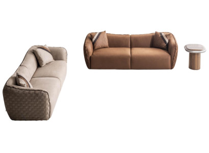 Elegantes Sofa-Set mit 2 Sofas und stilvollem Beistelltisch im Design