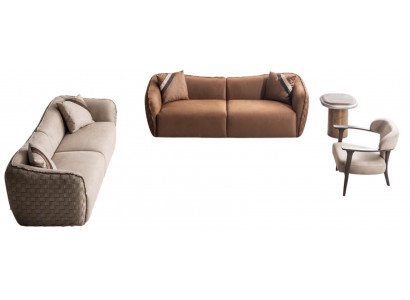Luxuriöses Sofa-Set mit modernem Sessel und stilvollem Tisch