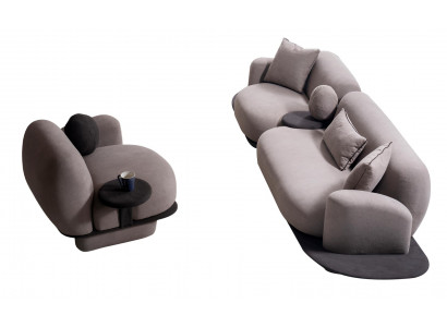 Moderne Graue Sofagarnitur Polstersofas Edle Couchen Sessel 2tlg