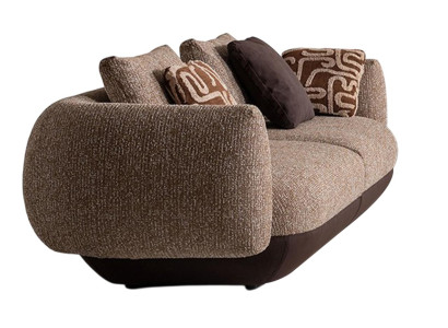 Exklusives Braun-Beiges Sofa Designer Stoffcouch Moderner 3-Sitzer