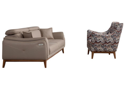 Designer Wohnzimmer-Set Stilvoller Dreisitzer Polstersessel 2tlg