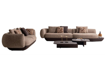 Elegante Braune Stoffgarnitur Polstersofa Stilvoller Couchtisch