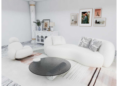 Weiße Wohnzimmer Sitzgarnitur Stilvoller Dreisitzer Schaukelstuhl