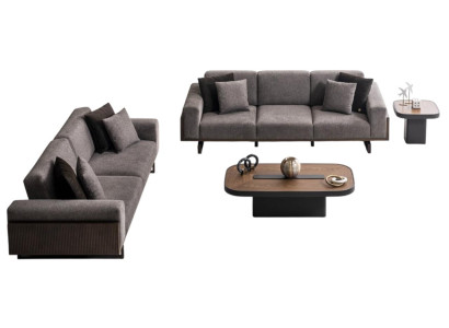 Elegante Graue Polstergarnitur Stilvoller Couchtisch Kaffeetisch