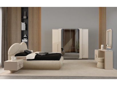 Schlafzimmer-Set mit Bett Nachttischen Schminktisch & Kleiderschrank