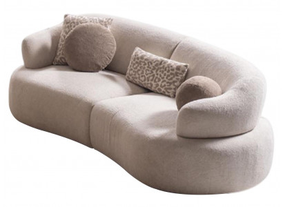 Moderne Beige Wohnzimmer Couch Luxuriöser 3-Sitzer Polstercouch