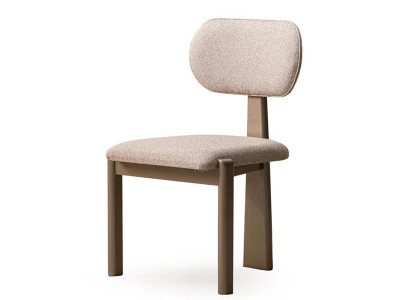Bequemer Stuhl Beige mit Rückenlehne und Textilbezug