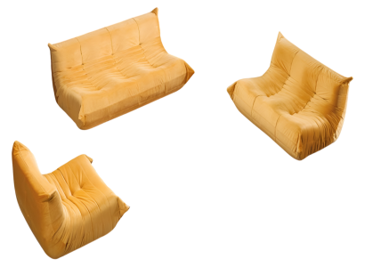 Oranges Wohnzimmer Sofa-Set Luxuriöser 3-Sitzer 2-er Stoffsessel