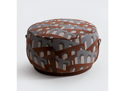 Stilvoller Textilhocker Designer Rundhocker Sitzhocker Fußhocker