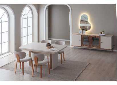 Esszimmer Set Tisch Stühle Konsole mit Spiegel im modernen Stil