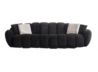 Schwarzer Polstersofa Designer Fünfsitzer Edler Stoffsofa Möbel