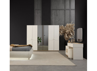 Stilvolles 2-tlg. Schlafzimmer-Set mit Schminktisch und Kleiderschrank