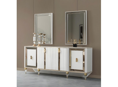 Stilvolles Wohnzimmer Sideboard Designer 2x Spiegel Luxus 3tlg Set