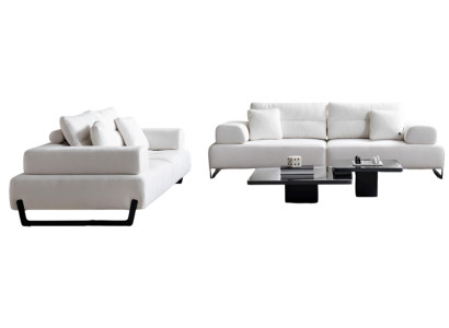 Elegante Weiße Couchgarnitur Designer Textil Sofas 3-Sitzer Tisch