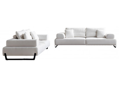 Weiße Sofagarnitur Exklusiver 4-Sitzer Designer 3-Sitzer Metallfüße