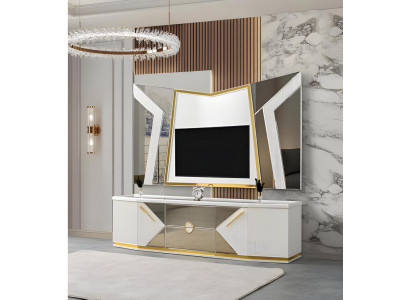 Weißes TV-Lowboard Wohnzimmer TV-Ständer Fernseher-Unterschrank