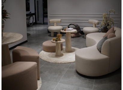 Beiges Rundsofa Moderne Polstercouch Wohnzimmer Textil Sofas Möbel