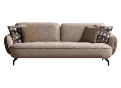 Exklusive Wohnzimmer 3-Sitzer Couch Edle Metallfüße Designer Kissen