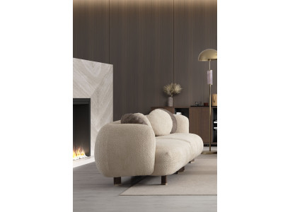 Beiges Stoffsofa Luxuriöser 3-Sitzer Wohnzimmer Designer Couch