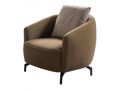 Moderner Beiger Sessel DEsigner Stoffsessel Luxuriöse Metallfüße